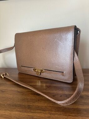 Valentino Brown Leather Vintage Flap Shoulder Bag
